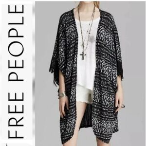 Free People Patterned Kimono/Cardigan  Fringed Duster
